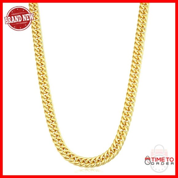 Jewelry - Solid 14k Gold Filled 7mm Double Curb Chain Necklace Statement Jewelry